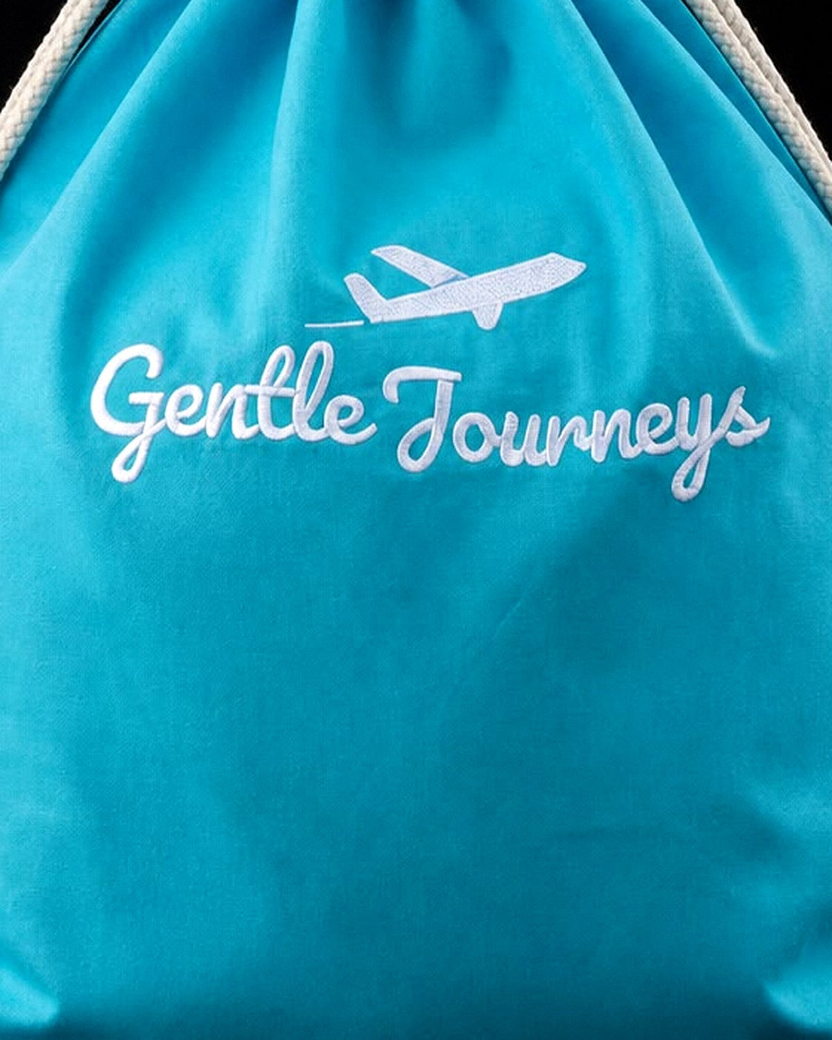 Close-up of the soft cotton fabric of the blue Soft Cotton sensory travel bag