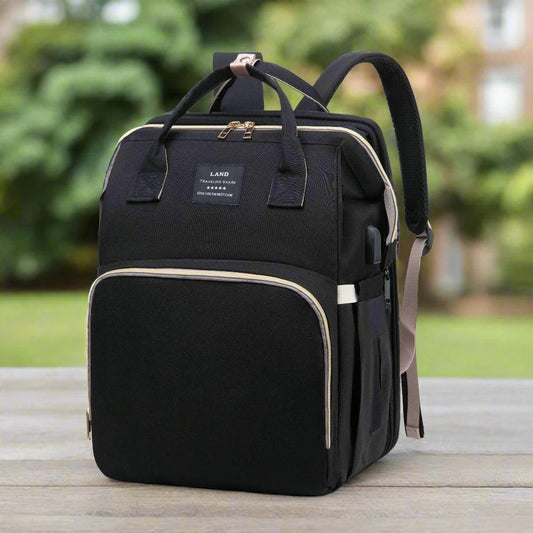 Black Changing Bag With Foldable Crib - Gentle journeys