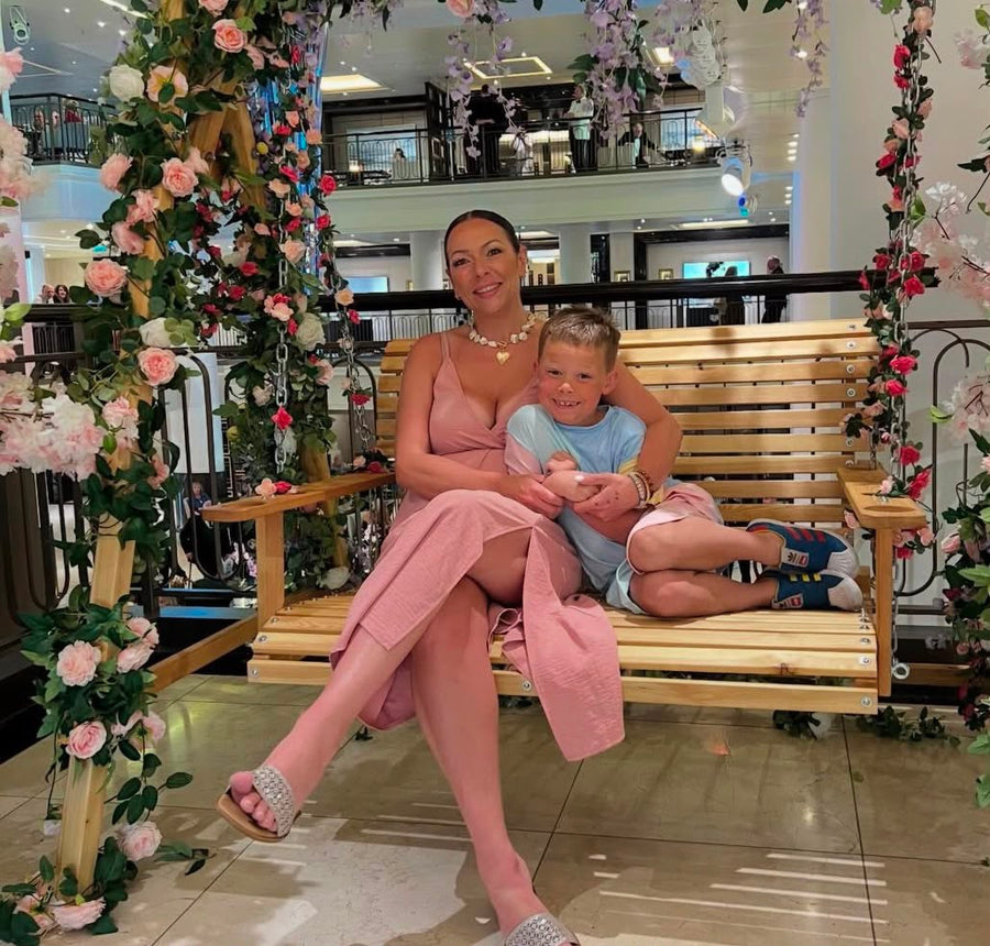 Jenna, co-founder of Gentle Journeys, with her son