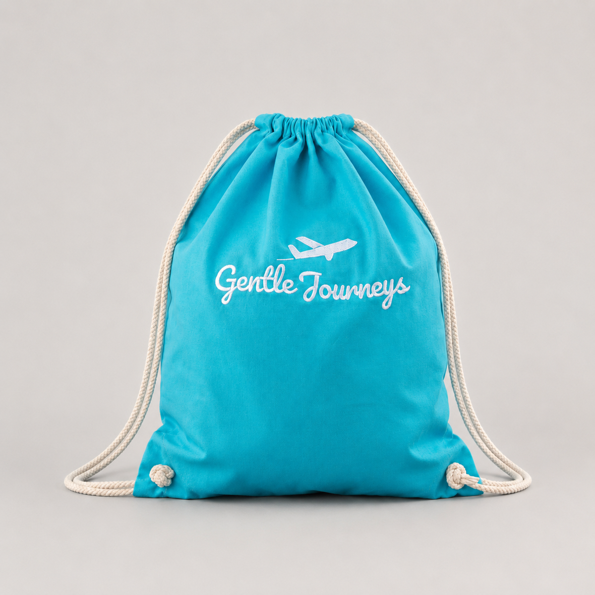 Blue soft cotton sensory travel bag for neurodivergent children, front view